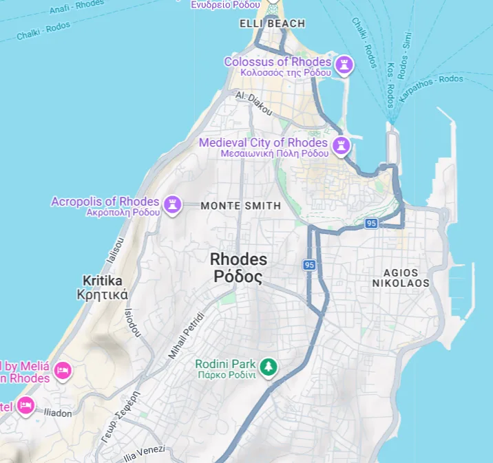 Map of Rhodes town, Greece – open in Google Maps